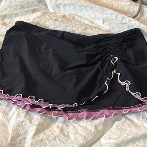 Black swim Skort with Pink and White Trim
